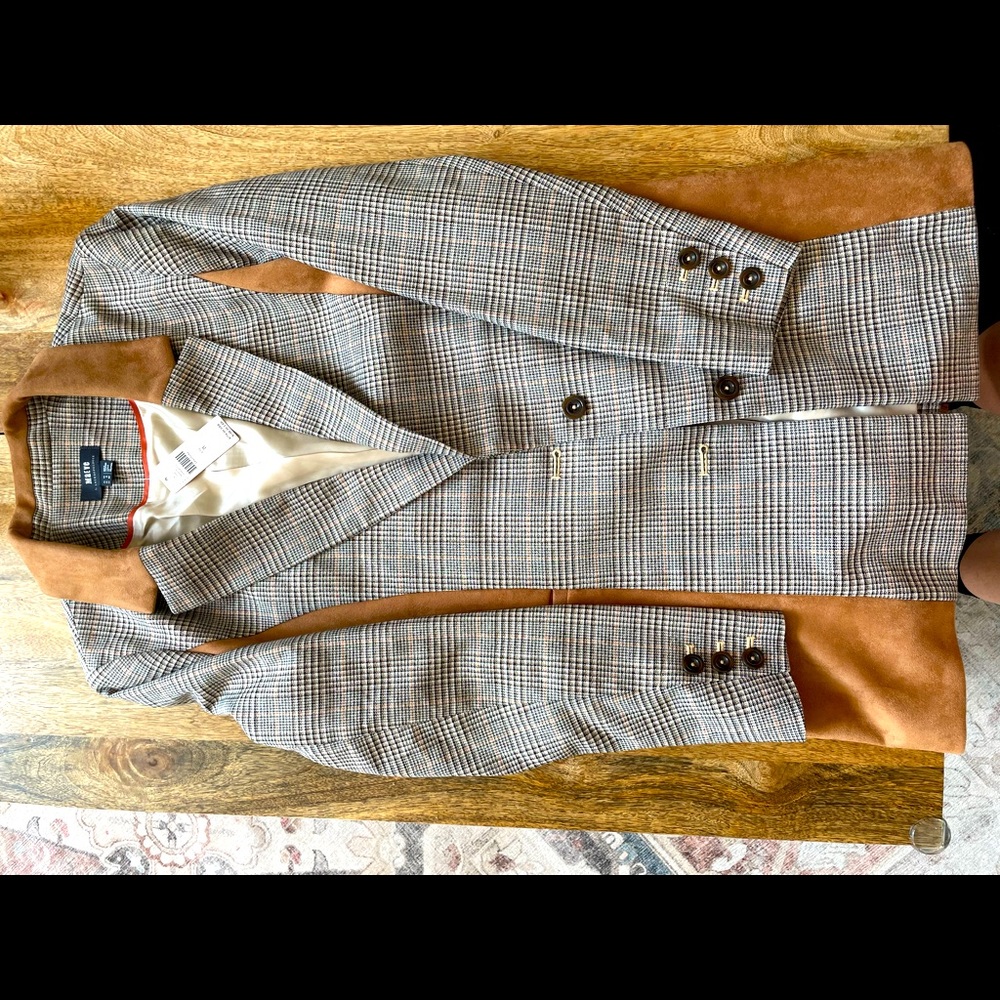 Anthropologie Maeve size 8 tan multicolored blazer with elbow pads